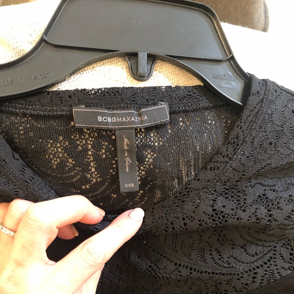 Bcbgmaxazria black high-low long-sleeve black dress